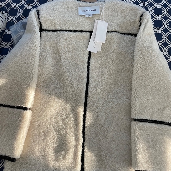 Veronica Beard Coat Cream Shearling Leather Reversible  Sz S NWT $2498 SOLDOUT! - Picture 5 of 9
